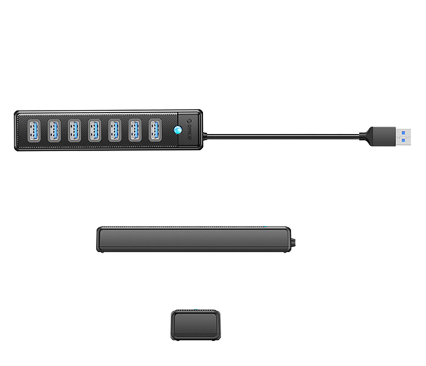 Orico USB-A - 7x USB-A 3.0, USB-C 5V/3A 1m - czarny ORICO-PW7U-U3-10-BK-EP-HU - 1343449 - zdjęcie 2